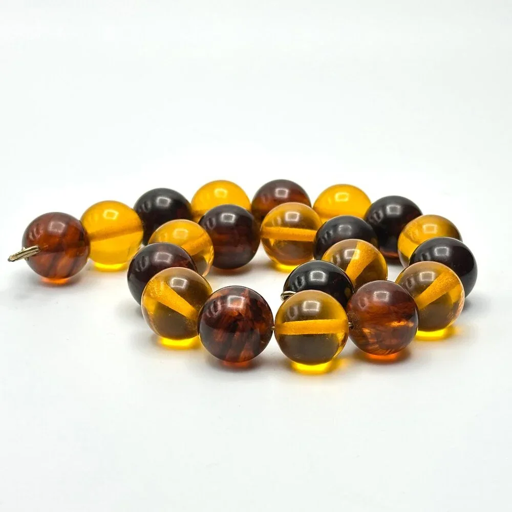 Vintage 1930s Bakelite Choker — Root Beer & Apple Juice Beads  — Authentic – EUC - Picture 7 of 10